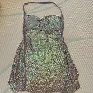 Irridescent chain dress